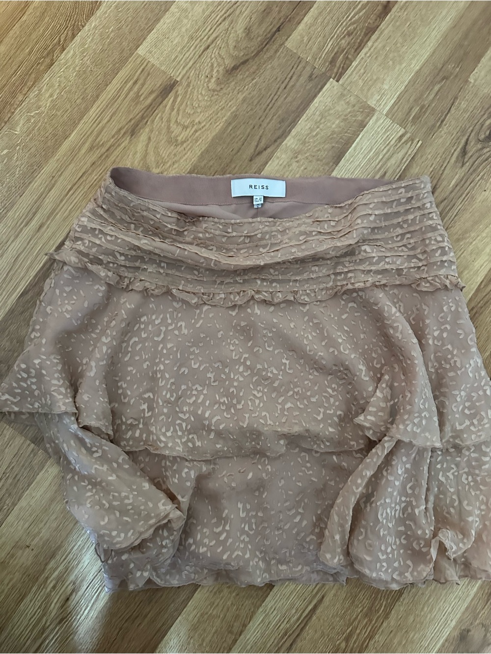 Reiss Dusty Rose Ruffled Chiffon Blouse